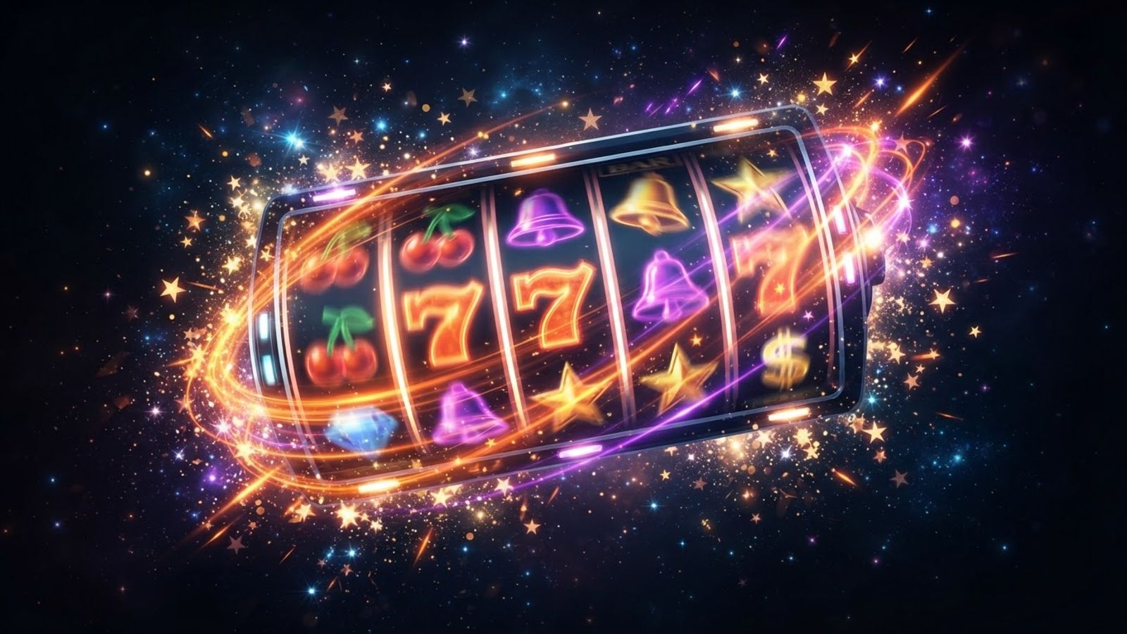 Slot reels spinning with free spins bonus
